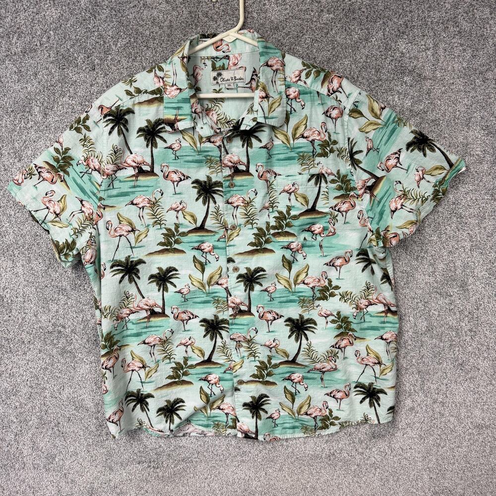 Oliver & Burke Shirt Mens 2XL Flamingo Hawaiian Tropical Beach Summer Casual